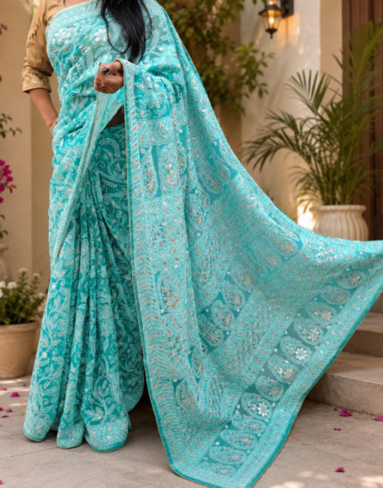 Alover Jaal Georgette Gotta Patti Saree